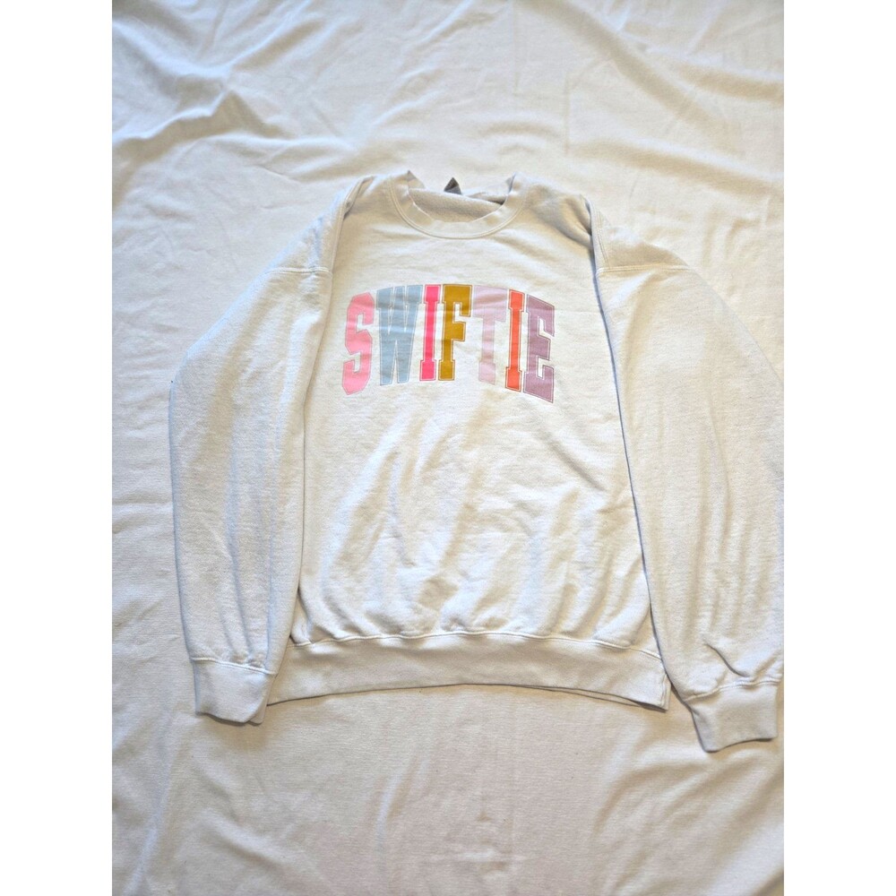 Swiftie Crewneck Sweatshirt Large L White Multi Color Taylor Eras Fan Pullover